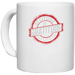                       UDNAG White Ceramic Coffee / Tea Mug 'Gratitude | ATTITUDE' Perfect for Gifting [330ml]                                              