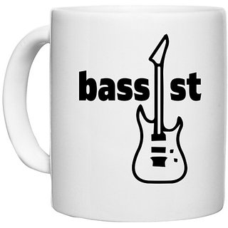                       UDNAG White Ceramic Coffee / Tea Mug 'Guitar | bassst' Perfect for Gifting [330ml]                                              
