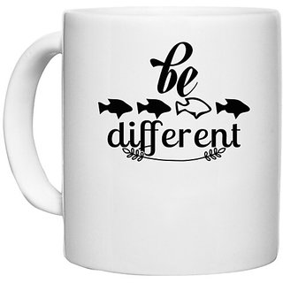                       UDNAG White Ceramic Coffee / Tea Mug 'be different' Perfect for Gifting [330ml]                                              