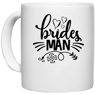                       UDNAG White Ceramic Coffee / Tea Mug 'Bride | Brides man' Perfect for Gifting [330ml]                                              