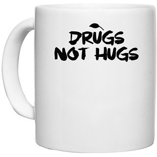                       UDNAG White Ceramic Coffee / Tea Mug 'Not hugs' Perfect for Gifting [330ml]                                              