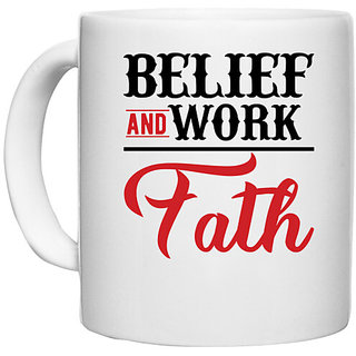                       UDNAG White Ceramic Coffee / Tea Mug 'Belief | BELIEF' Perfect for Gifting [330ml]                                              