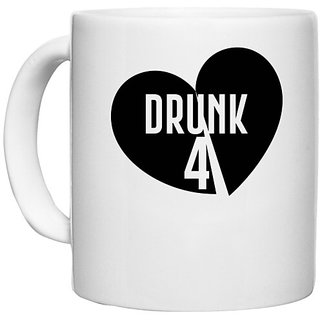                       UDNAG White Ceramic Coffee / Tea Mug 'drunk | drunk' Perfect for Gifting [330ml]                                              