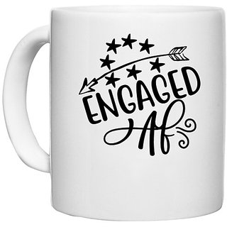                       UDNAG White Ceramic Coffee / Tea Mug 'Engaged | Engaged' Perfect for Gifting [330ml]                                              