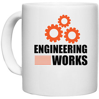                       UDNAG White Ceramic Coffee / Tea Mug 'Engineer | Engineering Works' Perfect for Gifting [330ml]                                              
