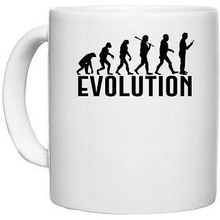                       UDNAG White Ceramic Coffee / Tea Mug 'Evolution | evolution' Perfect for Gifting [330ml]                                              