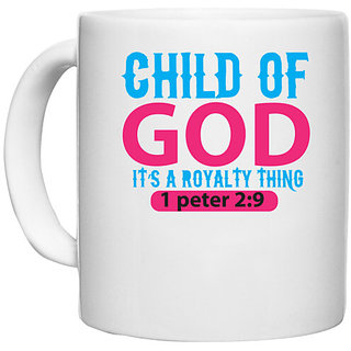                       UDNAG White Ceramic Coffee / Tea Mug '| CHILD OF' Perfect for Gifting [330ml]                                              