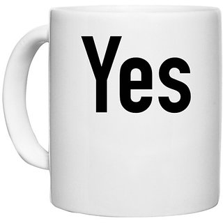                       UDNAG White Ceramic Coffee / Tea Mug 'Couple | Yes' Perfect for Gifting [330ml]                                              