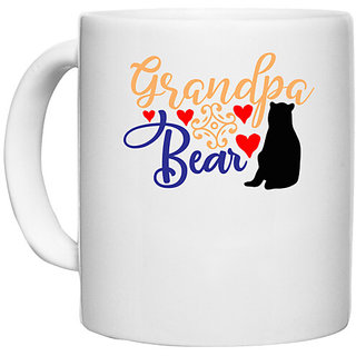                       UDNAG White Ceramic Coffee / Tea Mug 'Grand Mother | Grandpa bear' Perfect for Gifting [330ml]                                              