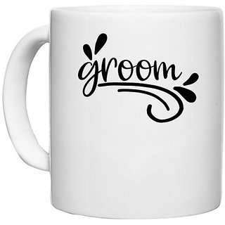                       UDNAG White Ceramic Coffee / Tea Mug 'Groom | Groomm' Perfect for Gifting [330ml]                                              