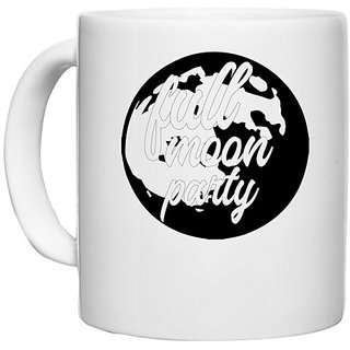                       UDNAG White Ceramic Coffee / Tea Mug 'party | full moon party' Perfect for Gifting [330ml]                                              