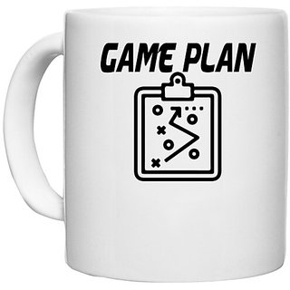                       UDNAG White Ceramic Coffee / Tea Mug 'Game | game plan' Perfect for Gifting [330ml]                                              