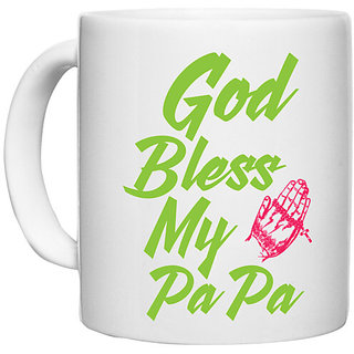                       UDNAG White Ceramic Coffee / Tea Mug 'Father |  Bless Papa' Perfect for Gifting [330ml]                                              