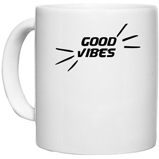                       UDNAG White Ceramic Coffee / Tea Mug 'Good Vibes | good vibes' Perfect for Gifting [330ml]                                              