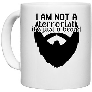                       UDNAG White Ceramic Coffee / Tea Mug 'Beared | i am not a terrorist its just a beard' Perfect for Gifting [330ml]                                              