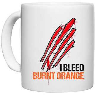                       UDNAG White Ceramic Coffee / Tea Mug 'Orange | I BLEED' Perfect for Gifting [330ml]                                              