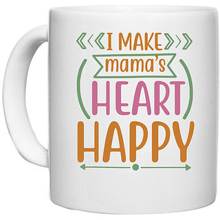                       UDNAG White Ceramic Coffee / Tea Mug 'Mother | I MAKE MAMAS HEART HAPPY' Perfect for Gifting [330ml]                                              