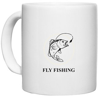                       UDNAG White Ceramic Coffee / Tea Mug 'Fishing | I DONT GO' Perfect for Gifting [330ml]                                              