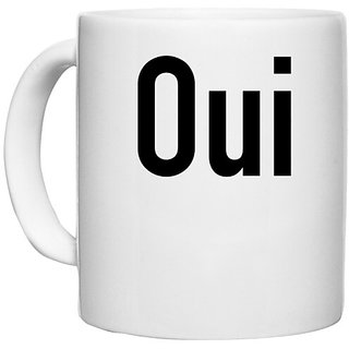                       UDNAG White Ceramic Coffee / Tea Mug 'Couple | Oui' Perfect for Gifting [330ml]                                              