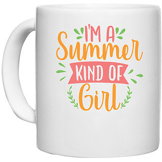                       UDNAG White Ceramic Coffee / Tea Mug 'Summer | i'm a summer kind of girl' Perfect for Gifting [330ml]                                              