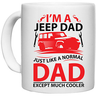                       UDNAG White Ceramic Coffee / Tea Mug 'Father | I'M AJEEP DAD' Perfect for Gifting [330ml]                                              