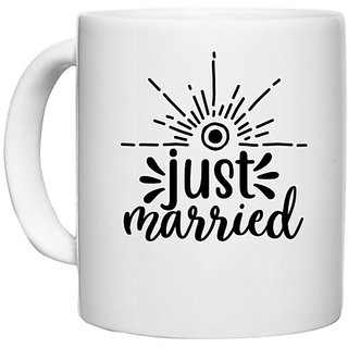                       UDNAG White Ceramic Coffee / Tea Mug 'Couple | Just' Perfect for Gifting [330ml]                                              