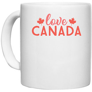                       UDNAG White Ceramic Coffee / Tea Mug 'Canada | love canada' Perfect for Gifting [330ml]                                              