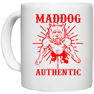                       UDNAG White Ceramic Coffee / Tea Mug 'Dog | MAD DOG STREETURBAN' Perfect for Gifting [330ml]                                              
