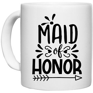                       UDNAG White Ceramic Coffee / Tea Mug 'Honour | Maidd' Perfect for Gifting [330ml]                                              