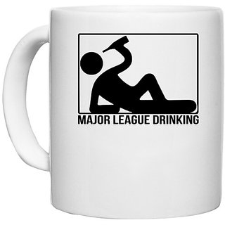                       UDNAG White Ceramic Coffee / Tea Mug 'Drinking | MAJOR LEAGUE DRINKING' Perfect for Gifting [330ml]                                              
