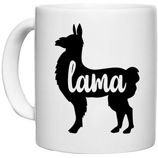                       UDNAG White Ceramic Coffee / Tea Mug 'lama | lama' Perfect for Gifting [330ml]                                              