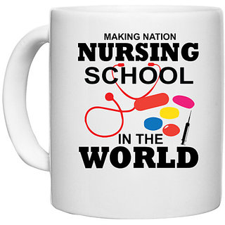                       UDNAG White Ceramic Coffee / Tea Mug 'Nurse | Making Nation nursing school' Perfect for Gifting [330ml]                                              