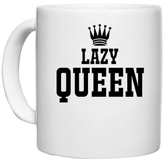                       UDNAG White Ceramic Coffee / Tea Mug 'Queen | LAZY QUEEN' Perfect for Gifting [330ml]                                              