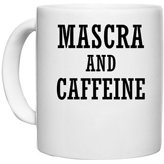                       UDNAG White Ceramic Coffee / Tea Mug 'Makeup | MASCRA' Perfect for Gifting [330ml]                                              