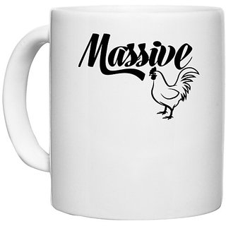                       UDNAG White Ceramic Coffee / Tea Mug 'Massive | massive' Perfect for Gifting [330ml]                                              