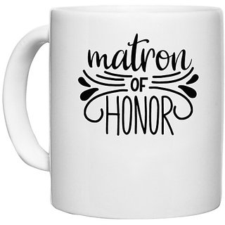                       UDNAG White Ceramic Coffee / Tea Mug 'Honour | Matron' Perfect for Gifting [330ml]                                              