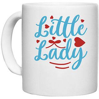                       UDNAG White Ceramic Coffee / Tea Mug 'Lady | LITTLE LADY' Perfect for Gifting [330ml]                                              