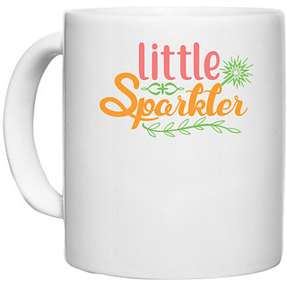                       UDNAG White Ceramic Coffee / Tea Mug 'Sparkler | little sparkler' Perfect for Gifting [330ml]                                              