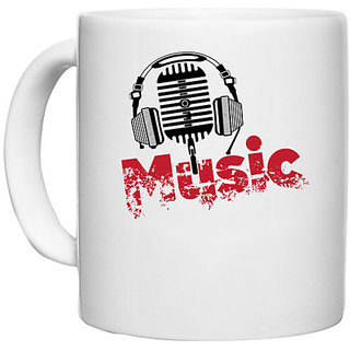                       UDNAG White Ceramic Coffee / Tea Mug 'Music | Music' Perfect for Gifting [330ml]                                              