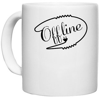                       UDNAG White Ceramic Coffee / Tea Mug 'Offline | Off line' Perfect for Gifting [330ml]                                              