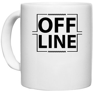                       UDNAG White Ceramic Coffee / Tea Mug '| Off Line' Perfect for Gifting [330ml]                                              