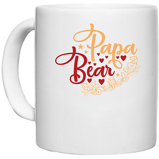                       UDNAG White Ceramic Coffee / Tea Mug 'Father | Papa bea' Perfect for Gifting [330ml]                                              