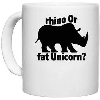                       UDNAG White Ceramic Coffee / Tea Mug 'Unicorn | rhino Or fat Unicorn-' Perfect for Gifting [330ml]                                              