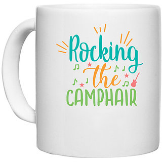                       UDNAG White Ceramic Coffee / Tea Mug 'Camphair | rocking the camphair' Perfect for Gifting [330ml]                                              