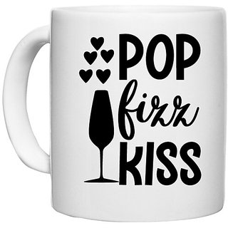                       UDNAG White Ceramic Coffee / Tea Mug 'Wine | Pop' Perfect for Gifting [330ml]                                              