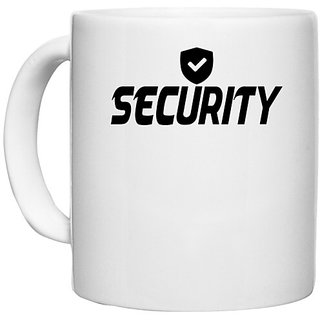                       UDNAG White Ceramic Coffee / Tea Mug '| security' Perfect for Gifting [330ml]                                              