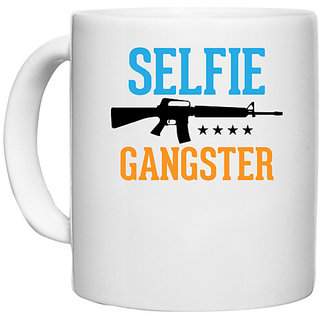                       UDNAG White Ceramic Coffee / Tea Mug 'Gangster | SELFIE' Perfect for Gifting [330ml]                                              