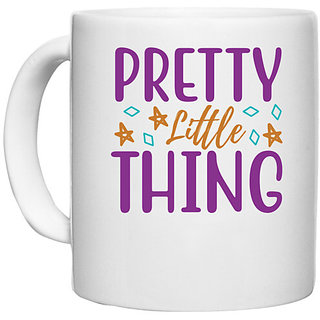                       UDNAG White Ceramic Coffee / Tea Mug 'Little things | PRETTY LITTLE THING' Perfect for Gifting [330ml]                                              