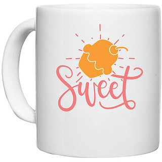                       UDNAG White Ceramic Coffee / Tea Mug 'Summer | sweet' Perfect for Gifting [330ml]                                              