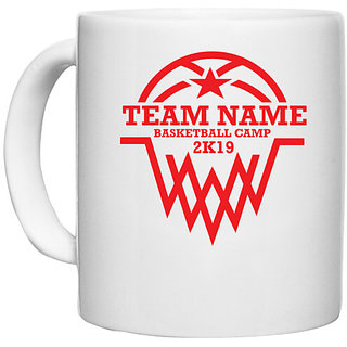                       UDNAG White Ceramic Coffee / Tea Mug 'Basketball | TEAM NAME BASKETBALL' Perfect for Gifting [330ml]                                              